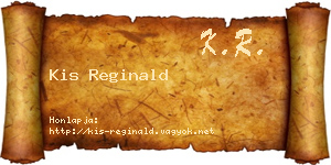 Kis Reginald névjegykártya
